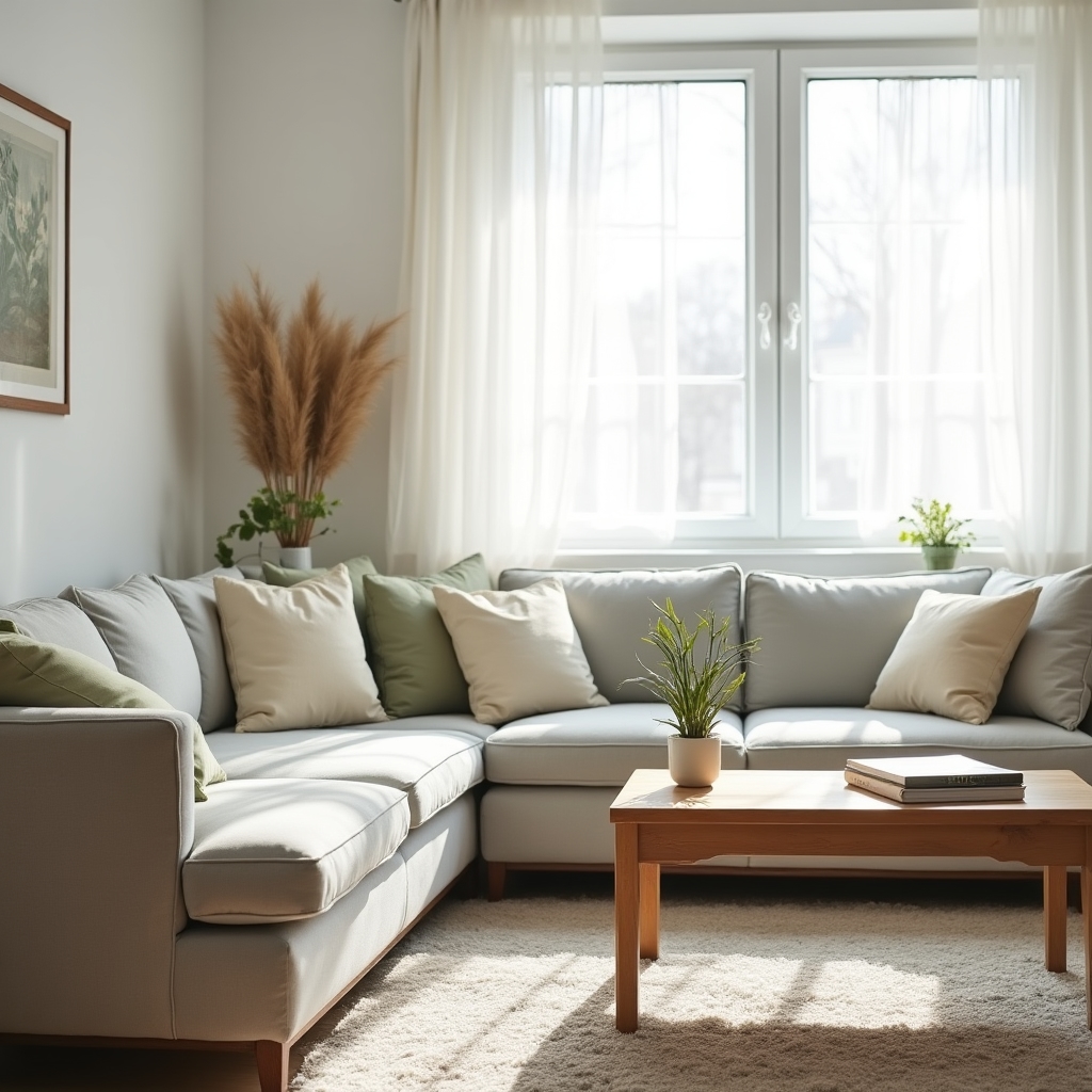 Living room aranjat profesional pentru vânzare, luminos și primitor